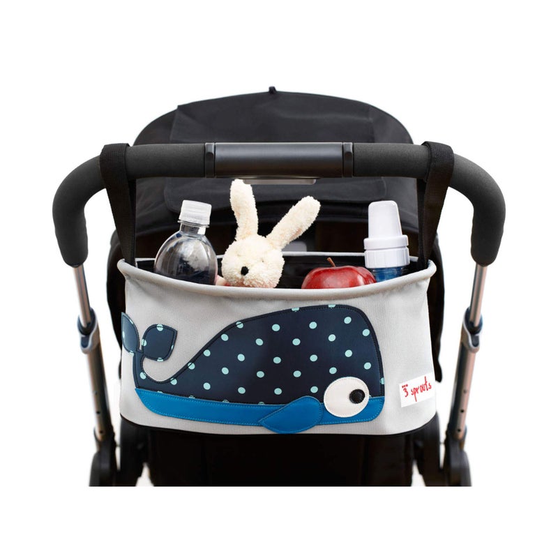 3 Sprouts Universal Stroller Organizer with Cup Holder - Durable Stroller Caddy Accessory for Storage, Stroller Bag, Whale - Image 2