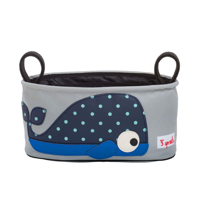 3 Sprouts Universal Stroller Organizer with Cup Holder - Durable Stroller Caddy Accessory for Storage, Stroller Bag, Whale - Image 1