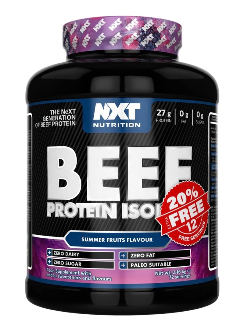 NXT Nutrition Beef Protein Isolate Zero Dairy Summer Fruits Cooler Flavour 60 Servings 1800g - Image 1