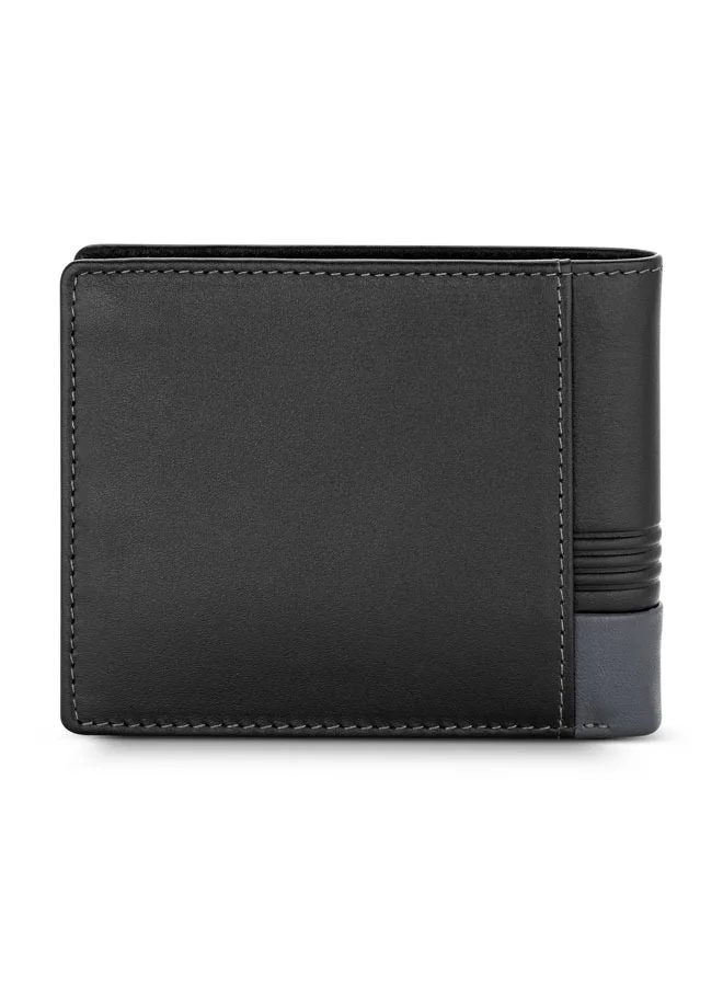 MICHEL HERBELIN Feat Leather Bi-Fold Blue & Grey Wallet for Men's