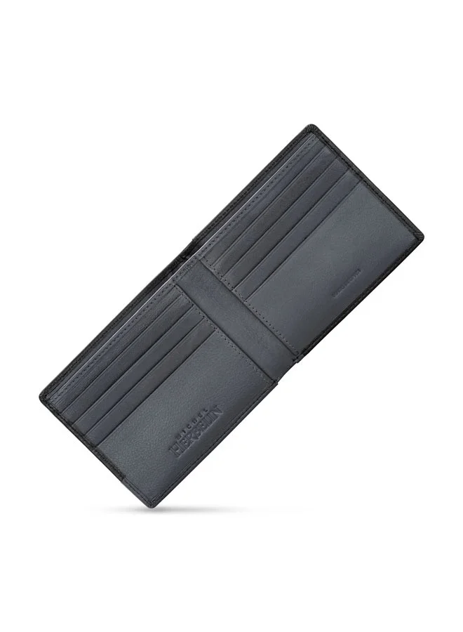 MICHEL HERBELIN Feat Leather Bi-Fold Blue & Grey Wallet for Men's