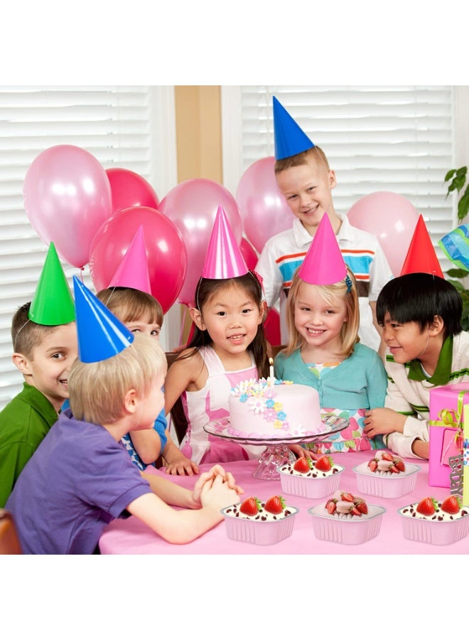 سوفام 9oz/80pack ميني كيك أواني مع الأكمام والملاعق, Small Foil خبز العلب براوني الخبز الأكواب,3.5 "x3.5" براوني كوب كيك راميكنز جامبو كفن بان ميني ألومنيوم الحاويات القابعة -الوردية - Image 4