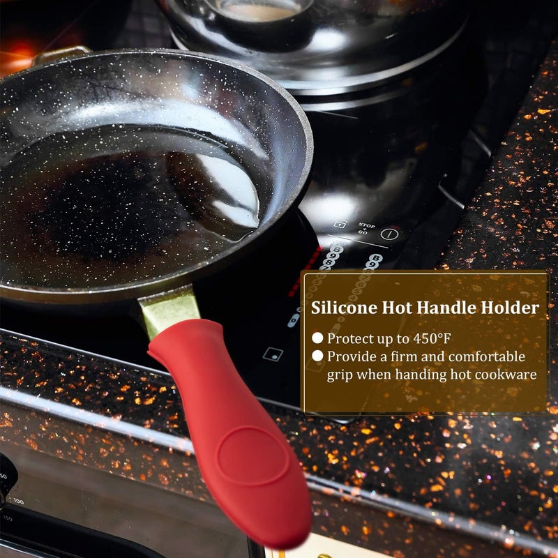 Patelai 7 Pieces Cast Iron Cleaner Set Include Stainless Steel Chainmail Scrubber with Bamboo Dish Scrub Brush Hot Handle Holder 2 Pan Grill Scrapers Kitchen Towel Wall Hook - Image 2