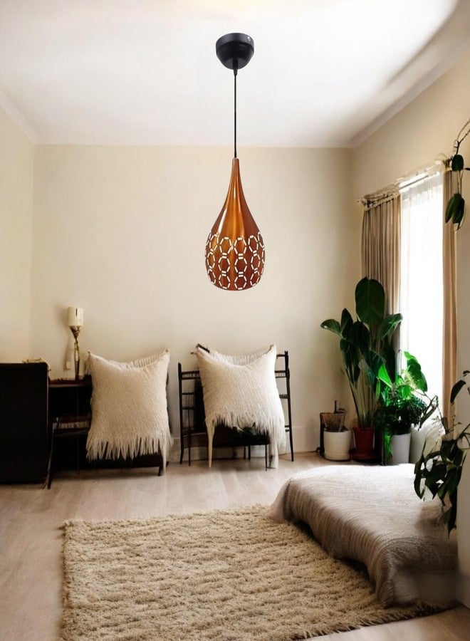 GreyWings Metal Cut Hanging Light Ceiling Pendant Lamp, Orange (Copper Color) Pack of 1 - Image 5