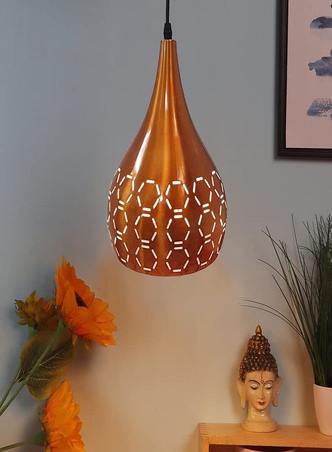 GreyWings Metal Cut Hanging Light Ceiling Pendant Lamp, Orange (Copper Color) Pack of 1 - Image 1