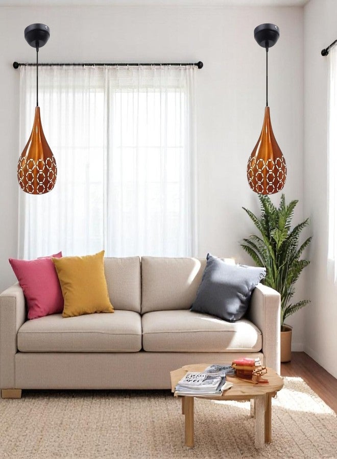 GreyWings Metal Cut Hanging Light Ceiling Pendant Lamp, Orange (Copper Color) Pack of 1 - Image 4