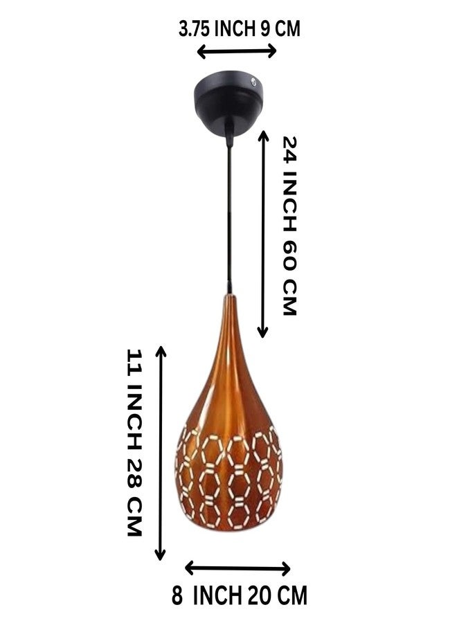 GreyWings Metal Cut Hanging Light Ceiling Pendant Lamp, Orange (Copper Color) Pack of 1 - Image 3
