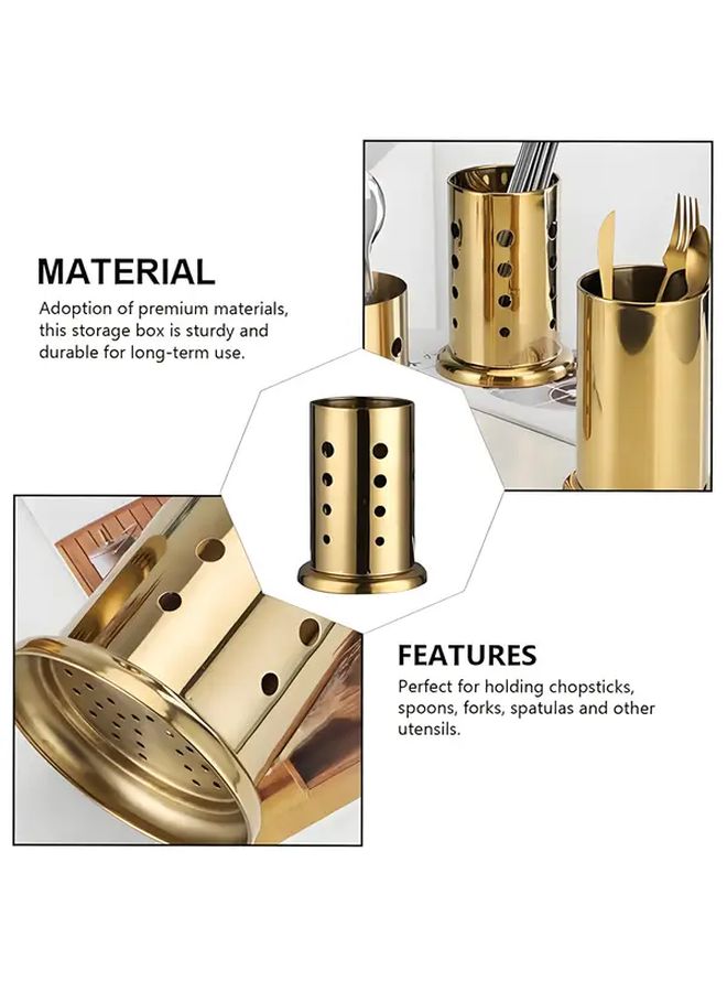 Golden Kitchen Utensil Organizer Stainless Steel Cutlery Holder For Spoons Chopsticks - Image 4