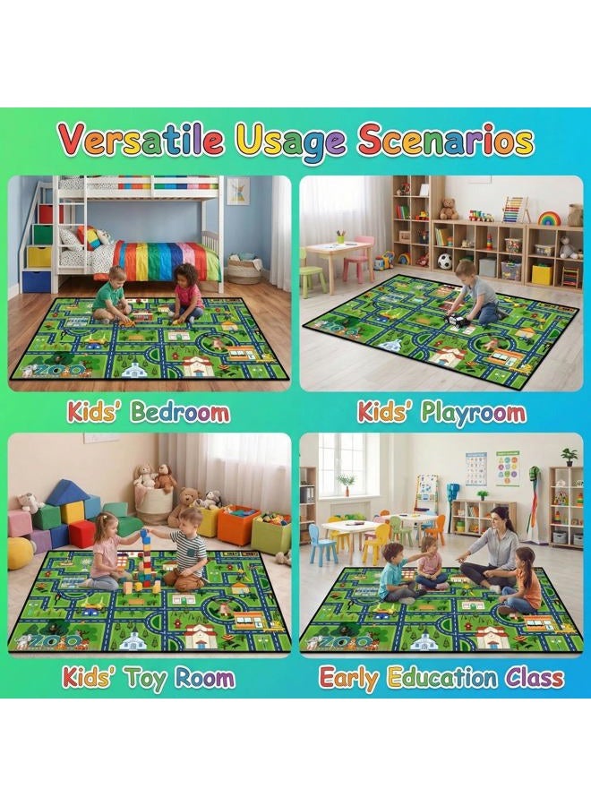 HBUFBUQ Road Map Carpet for Kids - Kids Rugs for Playroom Car Rugs for Playroom Toy Cars Play Mats for Floor City Rug Play Mat, 2. 5x4 Feet - Image 5