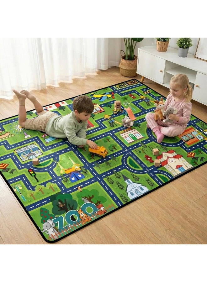 HBUFBUQ Road Map Carpet for Kids - Kids Rugs for Playroom Car Rugs for Playroom Toy Cars Play Mats for Floor City Rug Play Mat, 2. 5x4 Feet - Image 1