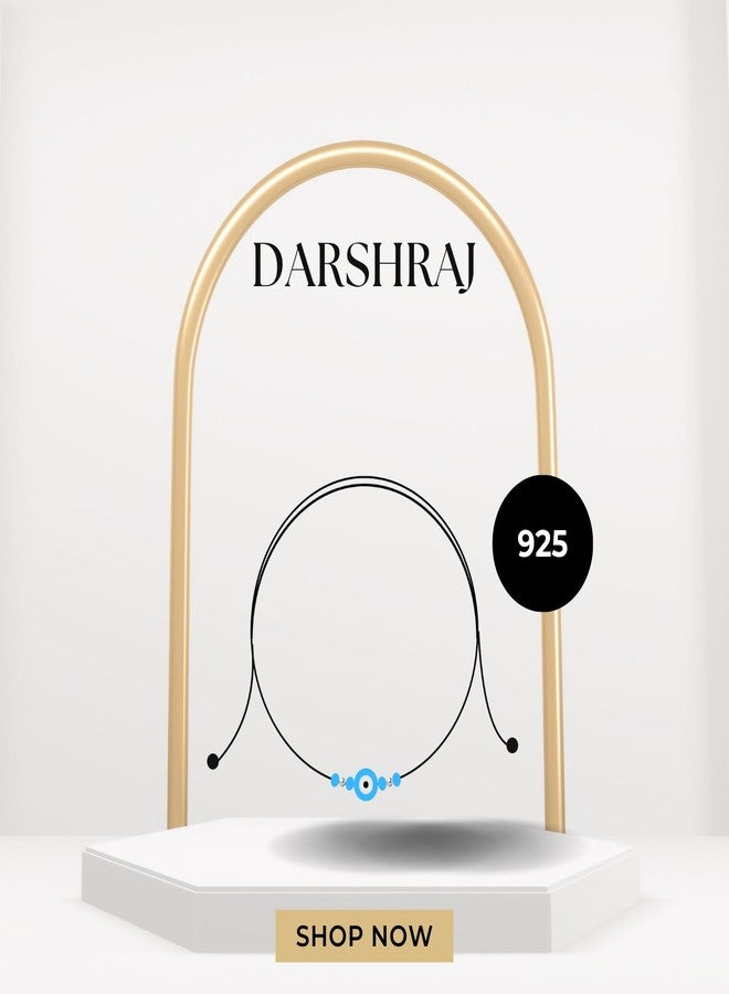 DARSHRAJ Handmadde 925 Sterling Silver Thread Bracelet & Anklet For Women | Girls | Men | Boys with Ball & Sky Blue Evil Eye - Image 2