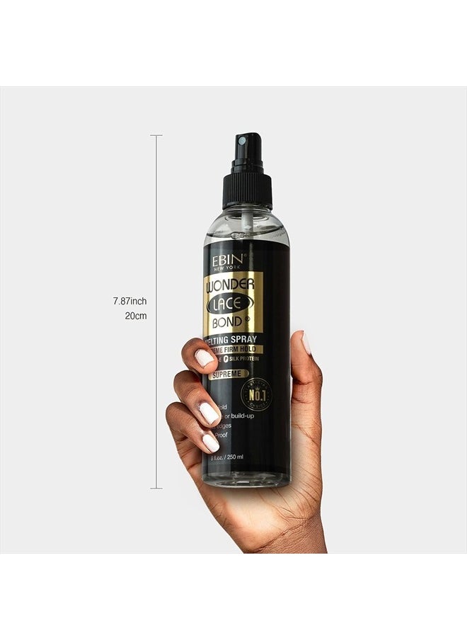 EBIN NEW YORK Wonder Bond Melting Spray 8oz/ 250ml - Extreme Firm Hold (Supreme) | No Reside, Long Lasting Formula with Protecting Edges, Gives Undetectable and Natural Look  - Image 5