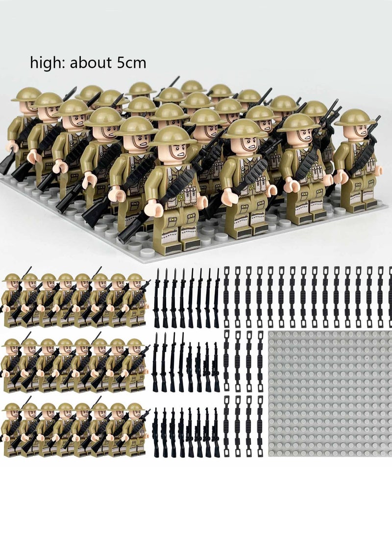 Loquat Army Block Toy Set 24 Pieces Small Particle Assembly Toys (Light Yellow Green Army Square) - Image 2