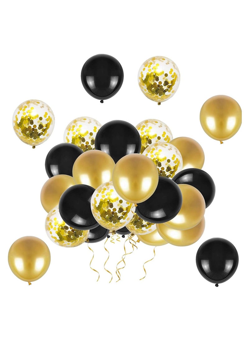 Highland 50-Piece Golden and Black Balloons for Birthday/Baby Shower/Anniversary Party Decorations  - Image 1