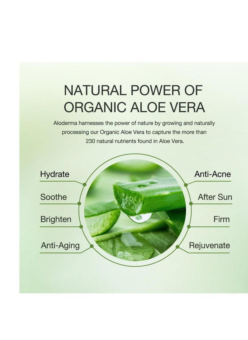 Aloderma - جل الصبار العضوي من ألوديرما للوجه والجسم، جل صبار نقي بنسبة 96% مصنوع خلال 12 ساعة من الحصاد، مثالي لترطيب البشرة وفروة الرأس والشعر، مرطب مهدئ لتخفيف آثار العناية بعد التعرض للشمس، 7 أونصة - Image 1