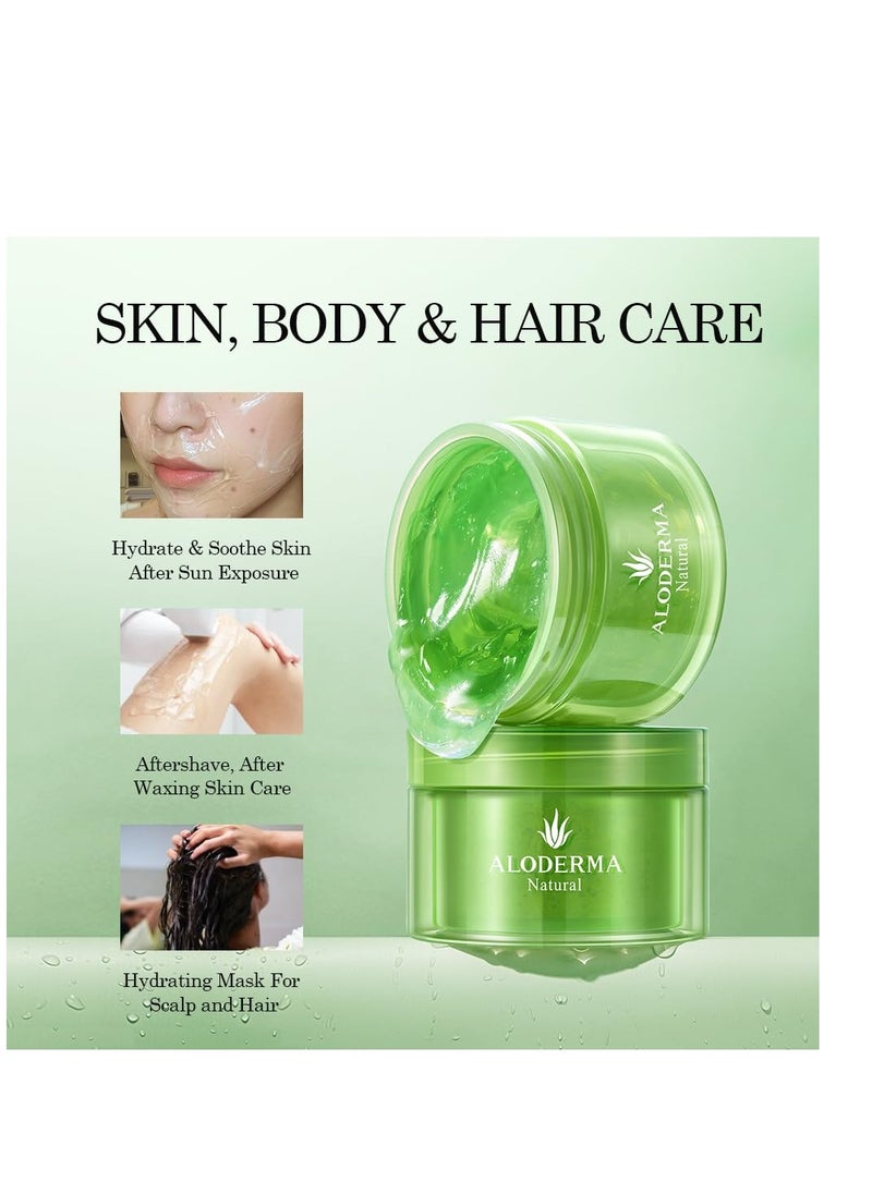 Aloderma - جل الصبار العضوي من ألوديرما للوجه والجسم، جل صبار نقي بنسبة 96% مصنوع خلال 12 ساعة من الحصاد، مثالي لترطيب البشرة وفروة الرأس والشعر، مرطب مهدئ لتخفيف آثار العناية بعد التعرض للشمس، 7 أونصة - Image 1