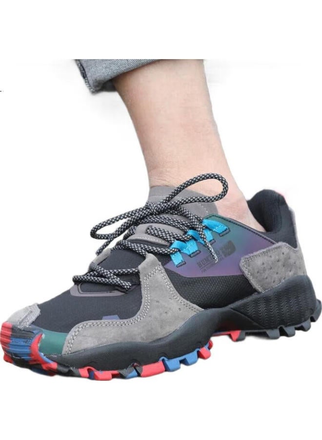 HUMTTO Men'S Outdoor Climbing Shoes Comfortable Breathable Hiking Shoes Anti-Slip Wear-Resistant Mountaineering Shoes Deep Grey-Black Size 45 - Image 1