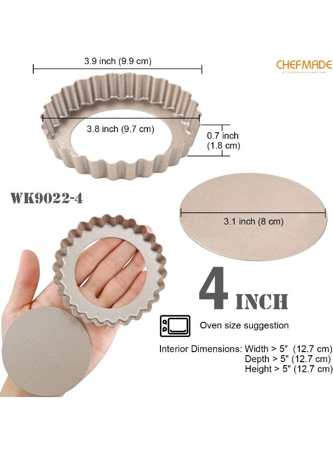 CHEFMADE WK9022-4 Non-Stick Round Tart Pan Set, 4" (4 Pieces) - Image 2