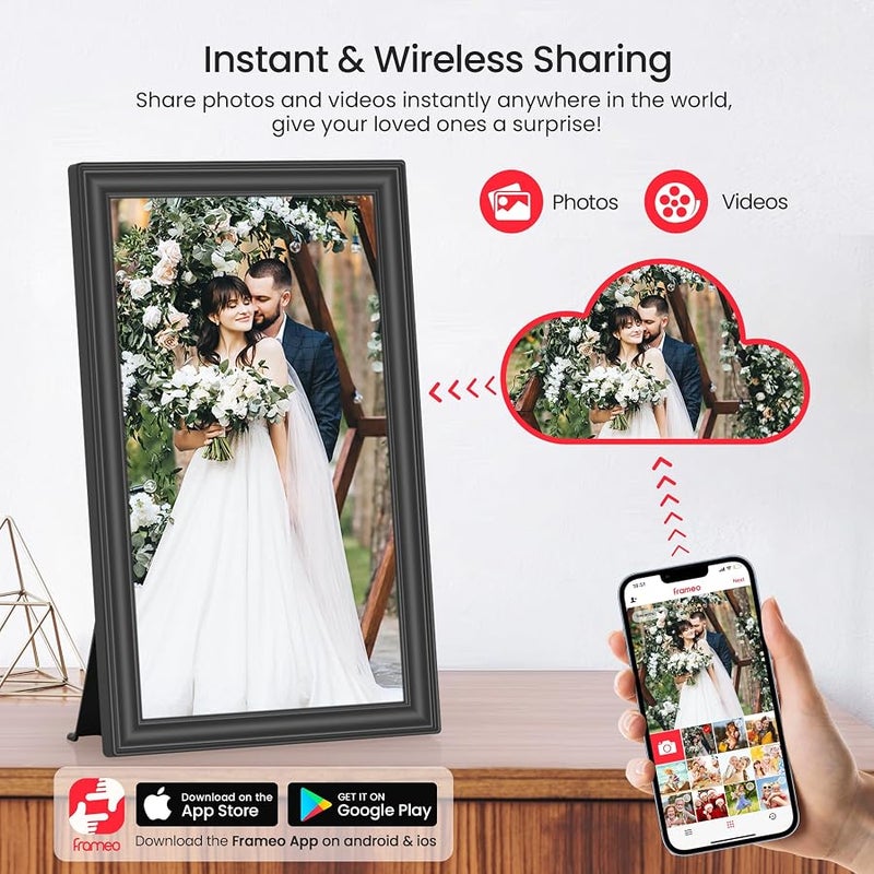 BIGASUO 64GB 15.6 Frameo Digital Picture Frame WiFi, Large Electronic Photo Frames 1920 x 1080 IPS FHD Touch Screen, Send Photos from Your Phone from Anywhere, Best Gifts for Parents and Grandparents - Image 2