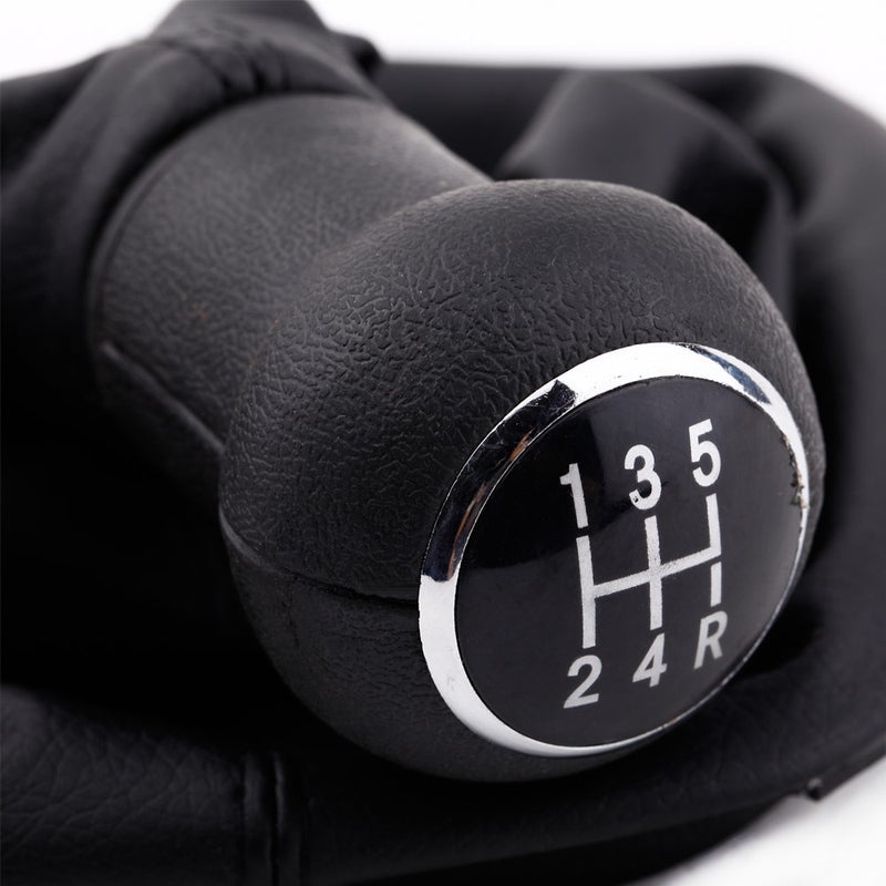New 5 Speed Gear Shift Knob Gaitor Boot Black PU Leather for VW Passat B5 Volkswagen - Image 2