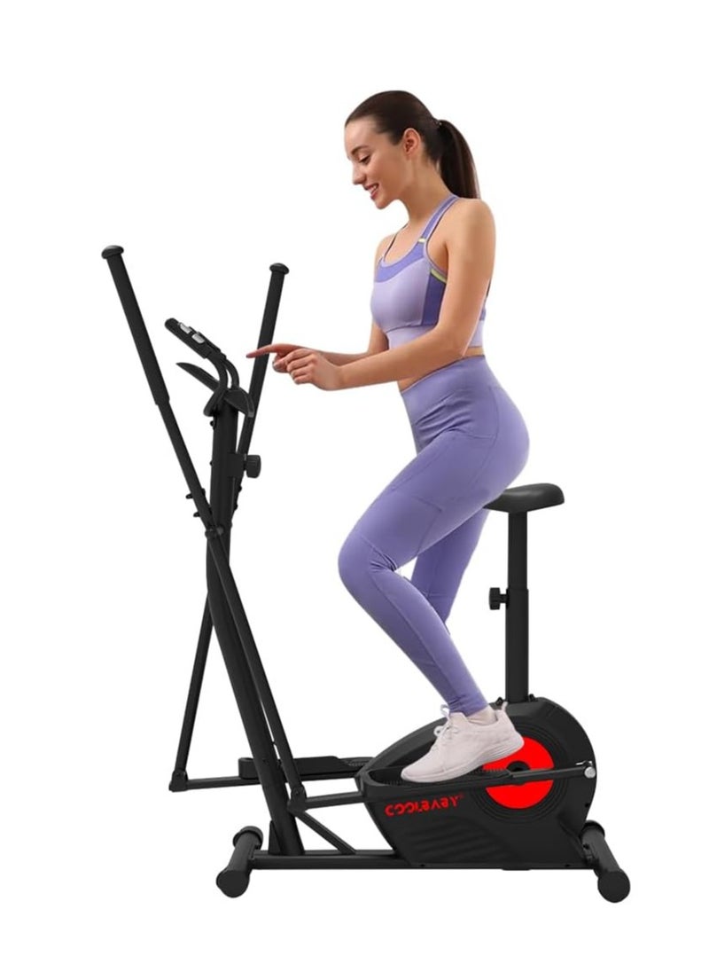 Cool Baby Style - COOLBABY Elliptical Machine,Elliptical Exercise Machine for home with Seat,8 Resistance Levels,Pulse Rate Grips and LCD Monitor,130KG Loading Capacity - Image 1