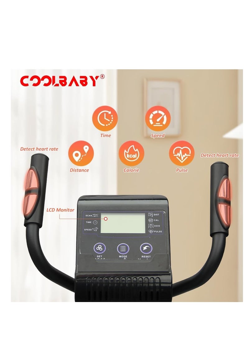 Cool Baby Style - COOLBABY Elliptical Machine,Elliptical Exercise Machine for home with Seat,8 Resistance Levels,Pulse Rate Grips and LCD Monitor,130KG Loading Capacity - Image 1