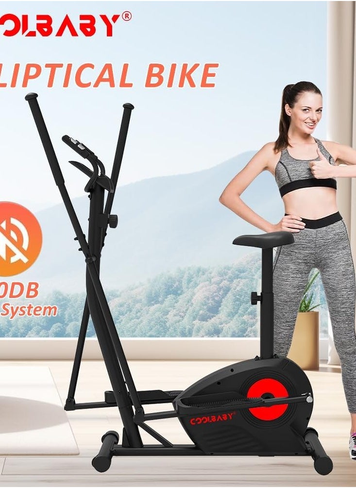 Cool Baby Style - COOLBABY Elliptical Machine,Elliptical Exercise Machine for home with Seat,8 Resistance Levels,Pulse Rate Grips and LCD Monitor,130KG Loading Capacity - Image 1
