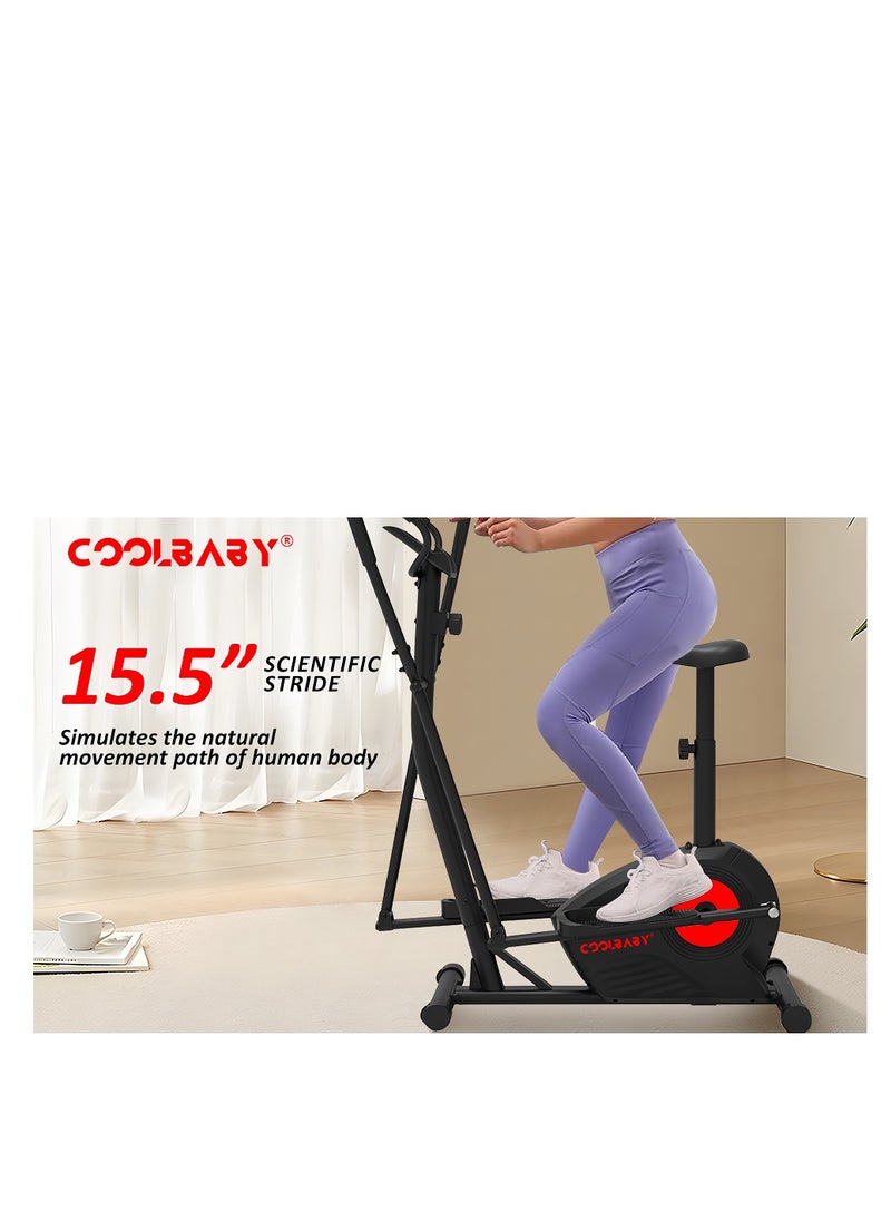 Cool Baby Style - COOLBABY Elliptical Machine,Elliptical Exercise Machine for home with Seat,8 Resistance Levels,Pulse Rate Grips and LCD Monitor,130KG Loading Capacity - Image 1