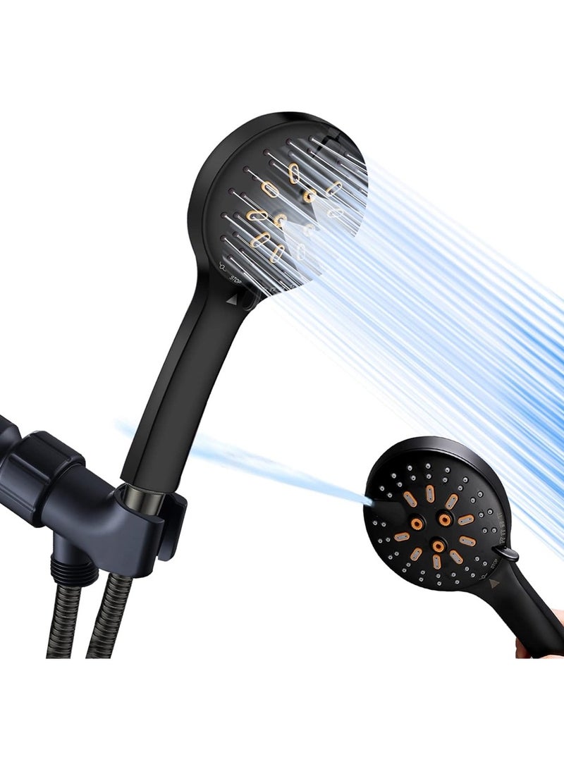 Handheld Shower Head Set, Stainless Steel Bath Showerheads, Shower Heads High Pressure With 5 Function Setting, Multi-functions, Shower Head Holder, 9.8Inch Shower sprinkler  - Image 1