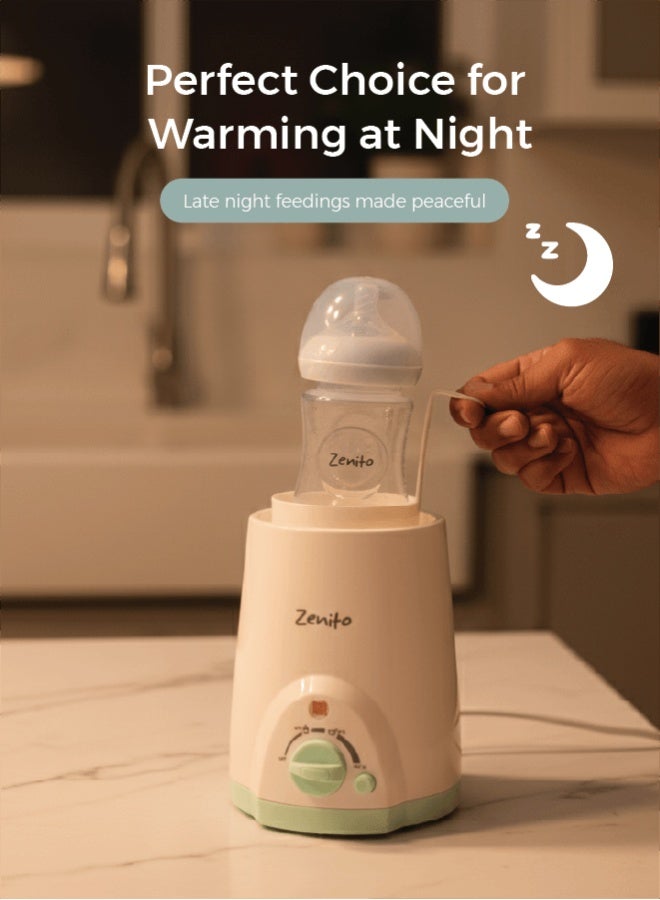 Zenito Baby Bottle Warmer, Fast & Even Heating for Milk, Formula & Baby Food, Auto Shut-Off, Temperature Control & LED Display, Compact & Safe Bottle Heater for Home & Travel - White - Image 4