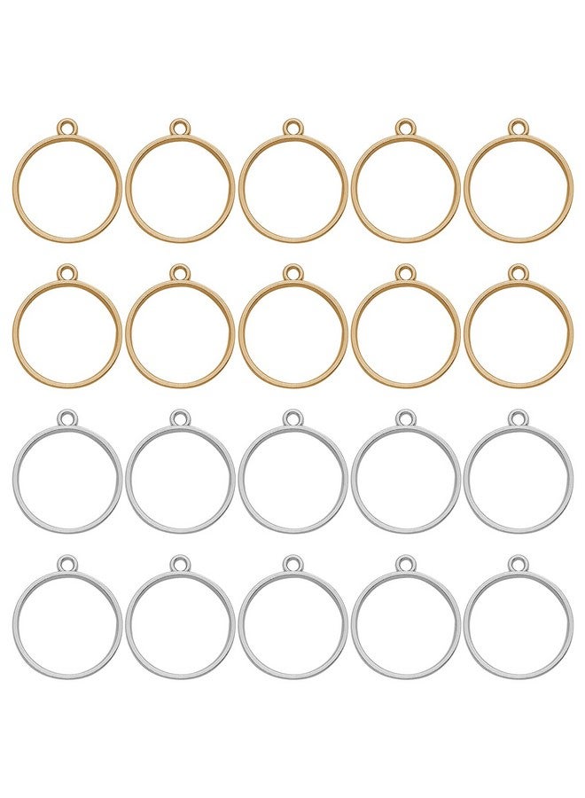 Oubaka 100Pcs Open Bezels For Resin,Hollow Frame Pendants Blank Resin Pendants Open Bezel Pendants Backs Geometric Pressed Flower Frame For Jewelry Making,Diy Resin Crafts(K Gold,White K) - Image 1