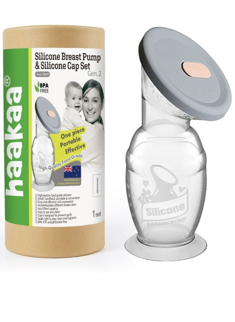 haakaa Breast Pump Manual With Suction Base 100% Food Grade Silicone BPA, PVC And Phthalate Free 5oz/100ml  - Image 1