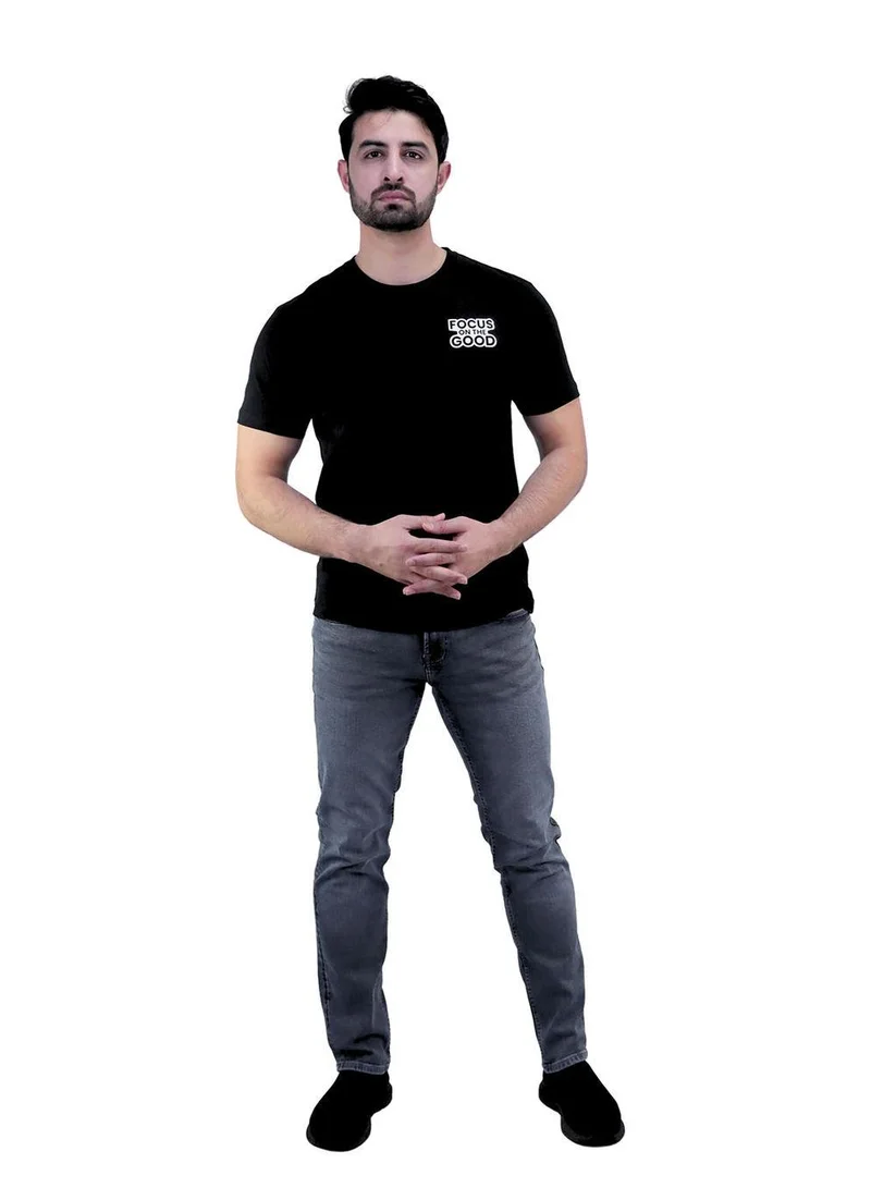 GIORDANO Men's Cotton Jersey Crew Neck Slim Fit Message Print Tee