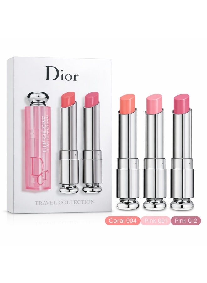 Dior Addict Lip Glow Lip Balm Set 3pcs – 001 Pink, 004 Coral, 012 Pink Hydrating Color Reviver Balm 3.2g Each - Image 1