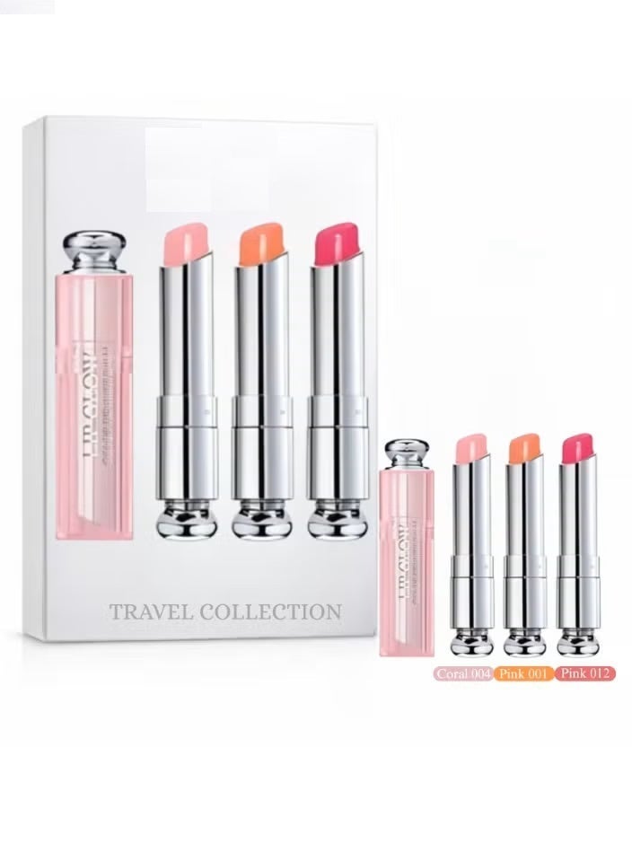 Dior Rouge Dior Addict Lip Glow Lip Balm Set 3pcs – 001 Pink, 004 Coral, 012 Pink Hydrating Color Reviver Balm 3.2g Each - Image 1