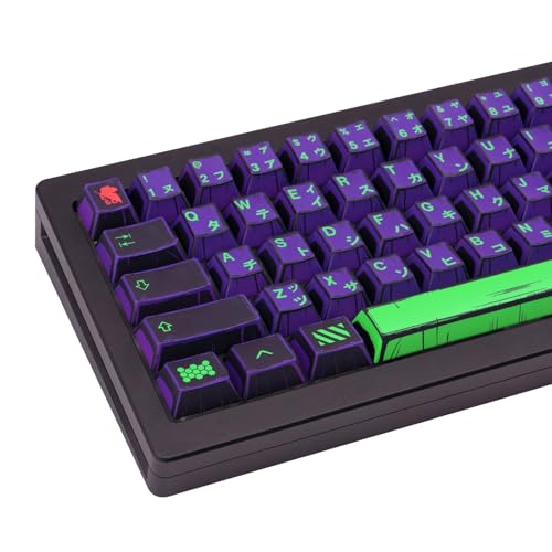 GEKUCAP Manga Themed Japanese Keycaps, Retro PBT Keyboard Key Caps Dye Sublimation KeyCap with Cherry Profile, 130 Keys Purple Custom Keycap Sets for Cherry MX Mechanical Keyboard - Image 1