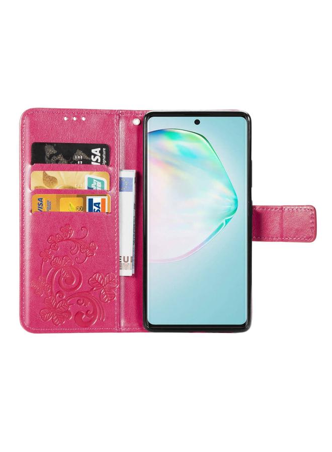 Zaboon Case For Galaxy A91 Four-leaf Clasp Embossed Buckle Mobile Phone Protection Leather Case with Lanyard & Card Slot & Wallet & Bracket Function - Image 5