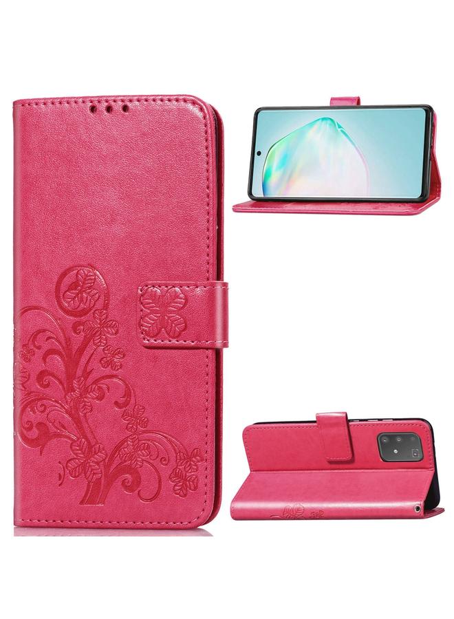 Zaboon Case For Galaxy A91 Four-leaf Clasp Embossed Buckle Mobile Phone Protection Leather Case with Lanyard & Card Slot & Wallet & Bracket Function - Image 2