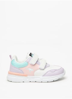 Girls' Panelled Sports Shoes with Hook and Loop Closure