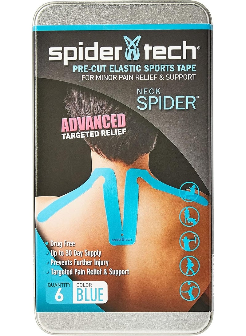 سبايدر تيك شريط رقبة مقطوع مسبقًا - 6 شرائط لكل علبة، أزرق - Image 1
