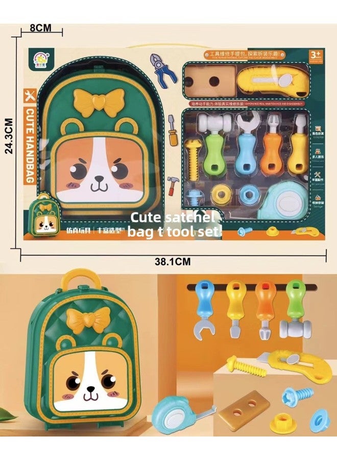 Play House Toy Gift Box Set Children's Screwdriver Tool Handbag Kindergarten Toy Stall Supply-Color:506-91 House Tools Tote Bag  - Image 1