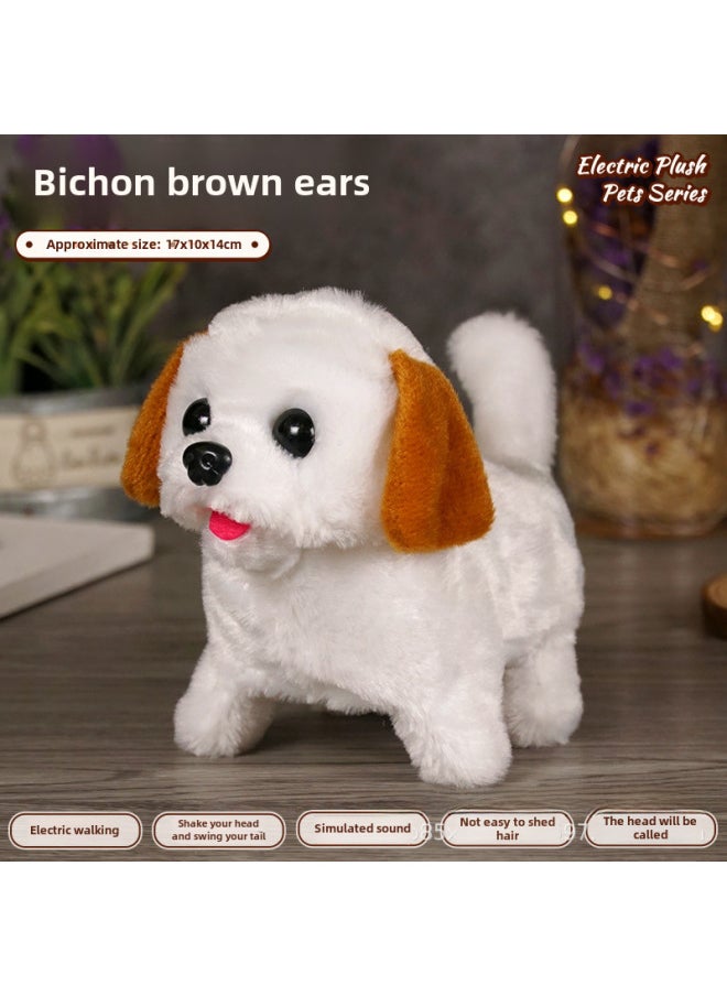 Children's Simulated Teddy Rabbit Electric Pet Dog Plush Walking Barking Toy Electronic Pet Dog Toy-Color:Bixiong ]-Specifications:Rope Bell Rechargeable Battery 2 Chargers 6-piece Portable Cage  - Image 1
