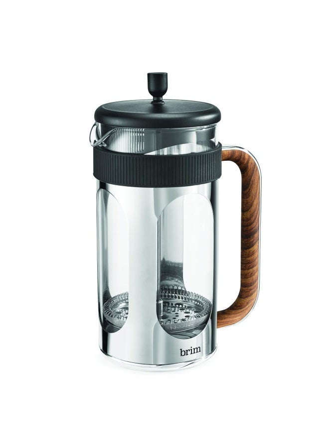 brim 8 Cup French Press Quickly Brew Coffee in Under 5 Minutes Classic Design with Modern Twist Dishwasher Safe Carafe for Easy Cleaning Replacement Filter Included Stainless SteelWood - Image 2