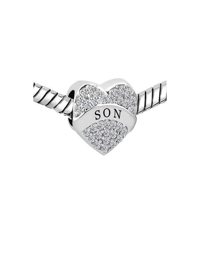 كون بيد خرزات كونبيد على شكل قلب مكتوب عليها "أحبك يا بني"، متوافقة مع أساور باندورا، هدية مثالية للأم في عيد ميلادها. - Image 2