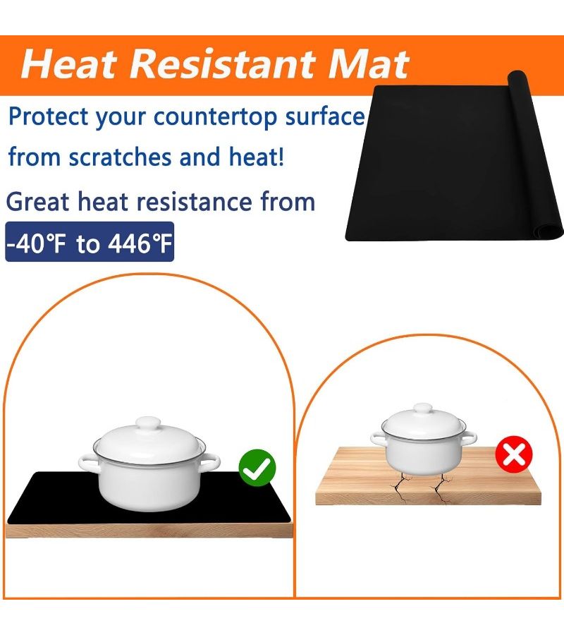 1 Pack Large Silicone Mats For Kitchen Countertops Heat Resistant Waterproof Multipurpose Countertop Protectors Black - Image 5