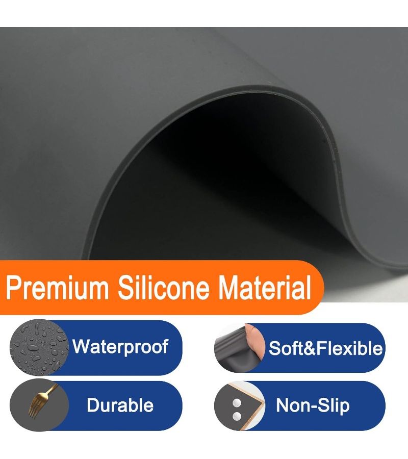 1 Pack Large Silicone Mats For Kitchen Countertops Heat Resistant Waterproof Multipurpose Countertop Protectors Black - Image 3