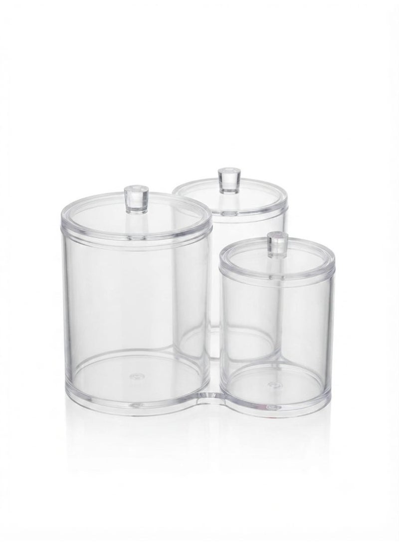 Clear acrylic makeup organizer with 3 compartments and 3 lids for storing cosmetics - Image 3