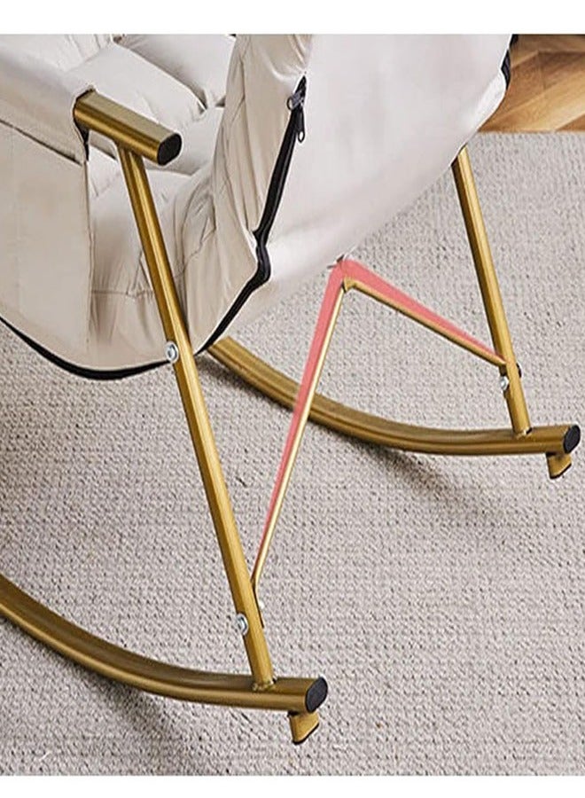NKX Rocking chair recliner upgraded version off-white With Golden legs (tech fabric + adjustable) - Image 5