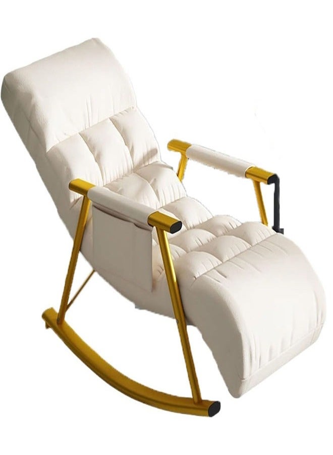 NKX Rocking chair recliner upgraded version off-white With Golden legs (tech fabric + adjustable) - Image 1