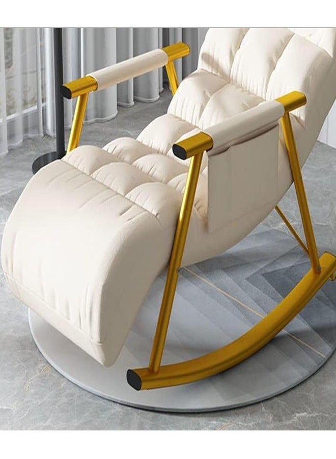 NKX Rocking chair recliner upgraded version off-white With Golden legs (tech fabric + adjustable) - Image 2